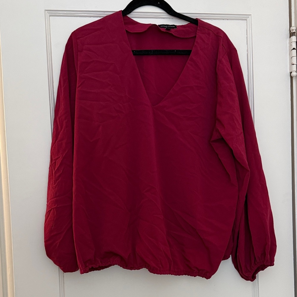 Universal Standard Deep Red V-Neck Blouse
